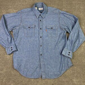 Vintage Levi's Shirt Men's XL Orange Tab 70s Chambray Denim Blue Button Western